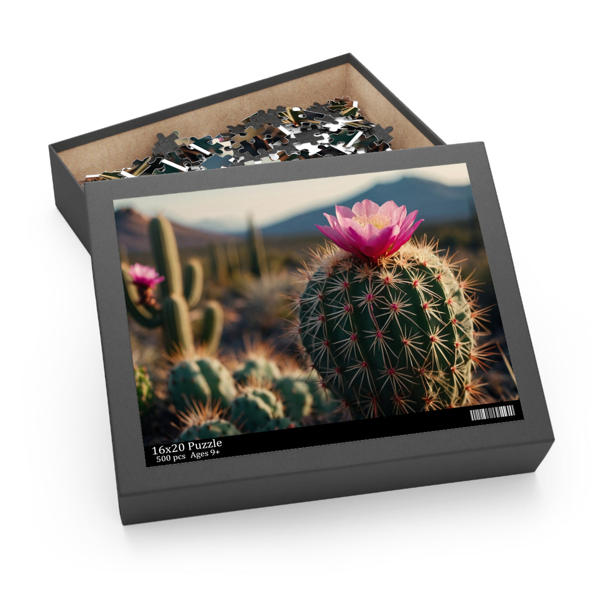 Flowering Cactus Nature Scene Puzzle (120, 252, or 500 Pieces)
