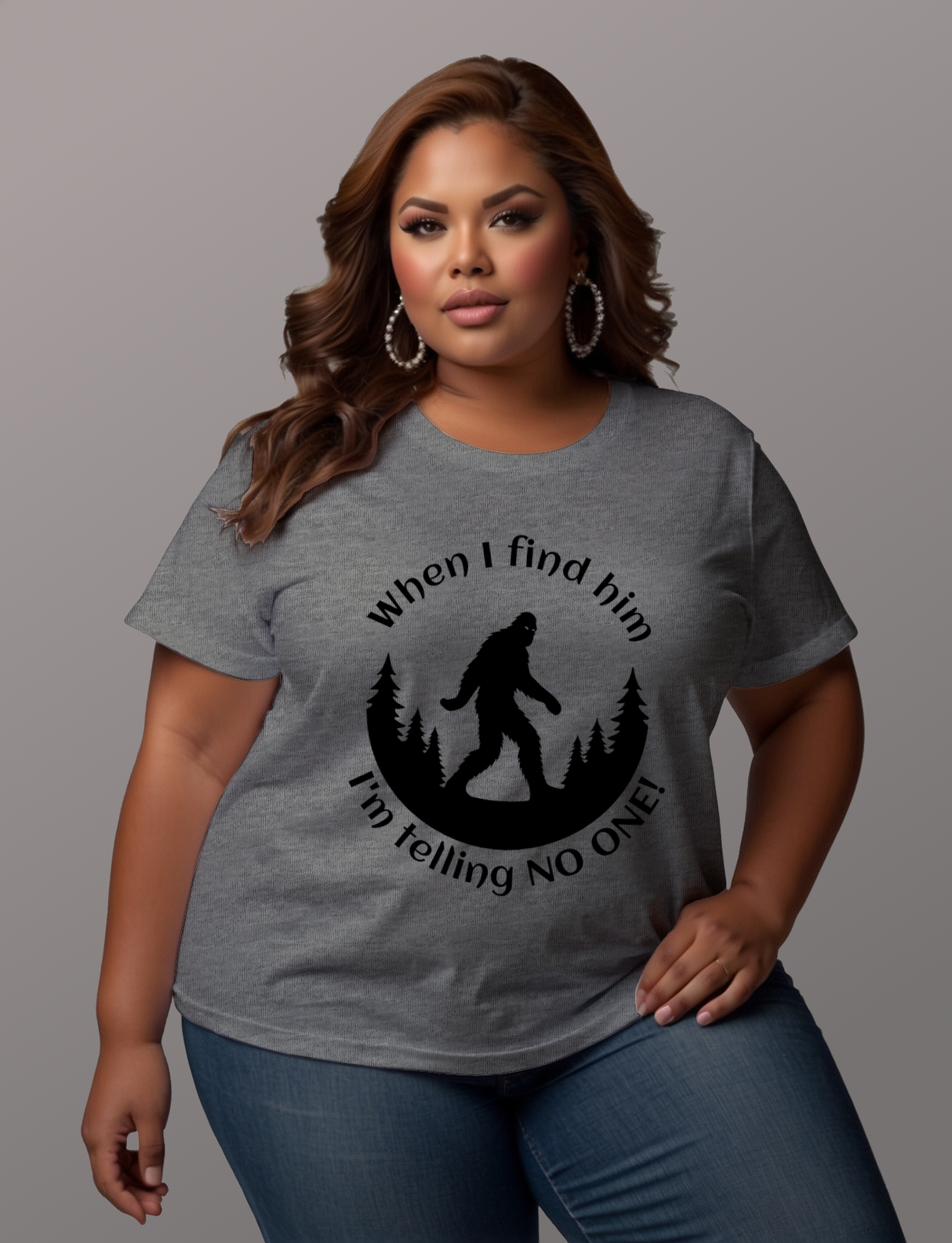 When I Find Him, I'm Telling No One Bigfoot Tee Shirt - Funny Adult Unisex Soft T-Shirt