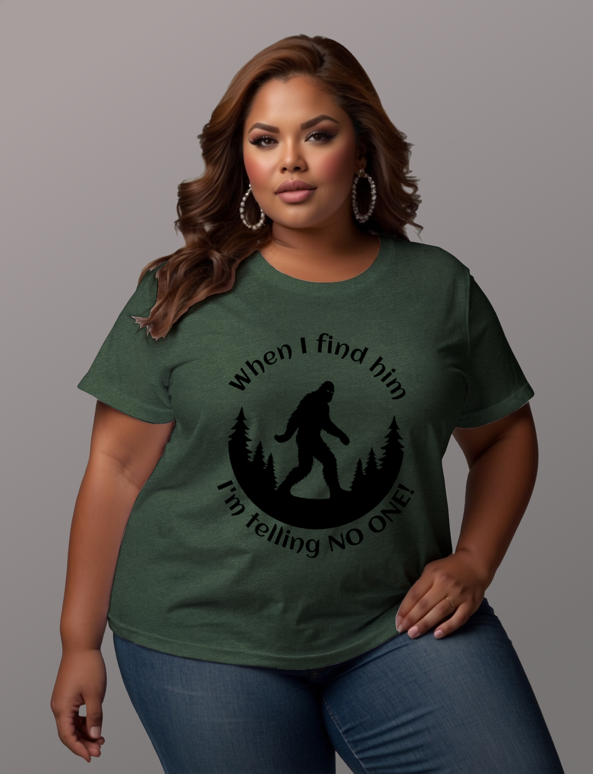 When I Find Him, I'm Telling No One Bigfoot Tee Shirt - Funny Adult Unisex Soft T-Shirt