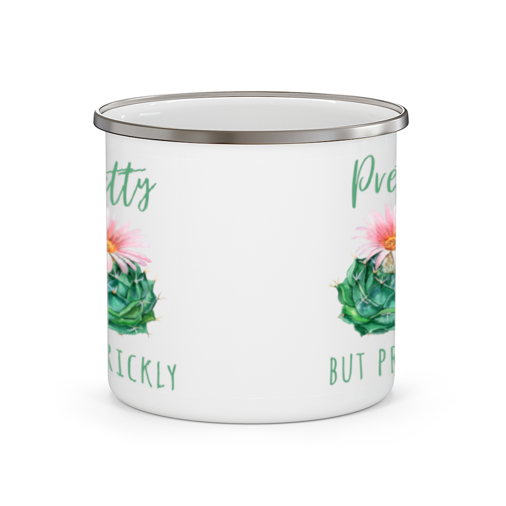 Pretty But Prickly Cactus Lover's Enamel Camping Mug 12 oz or 18 oz