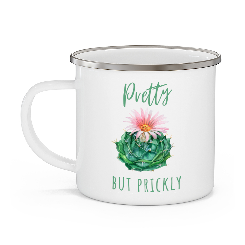 Pretty But Prickly Cactus Lover's Enamel Camping Mug 12 oz or 18 oz