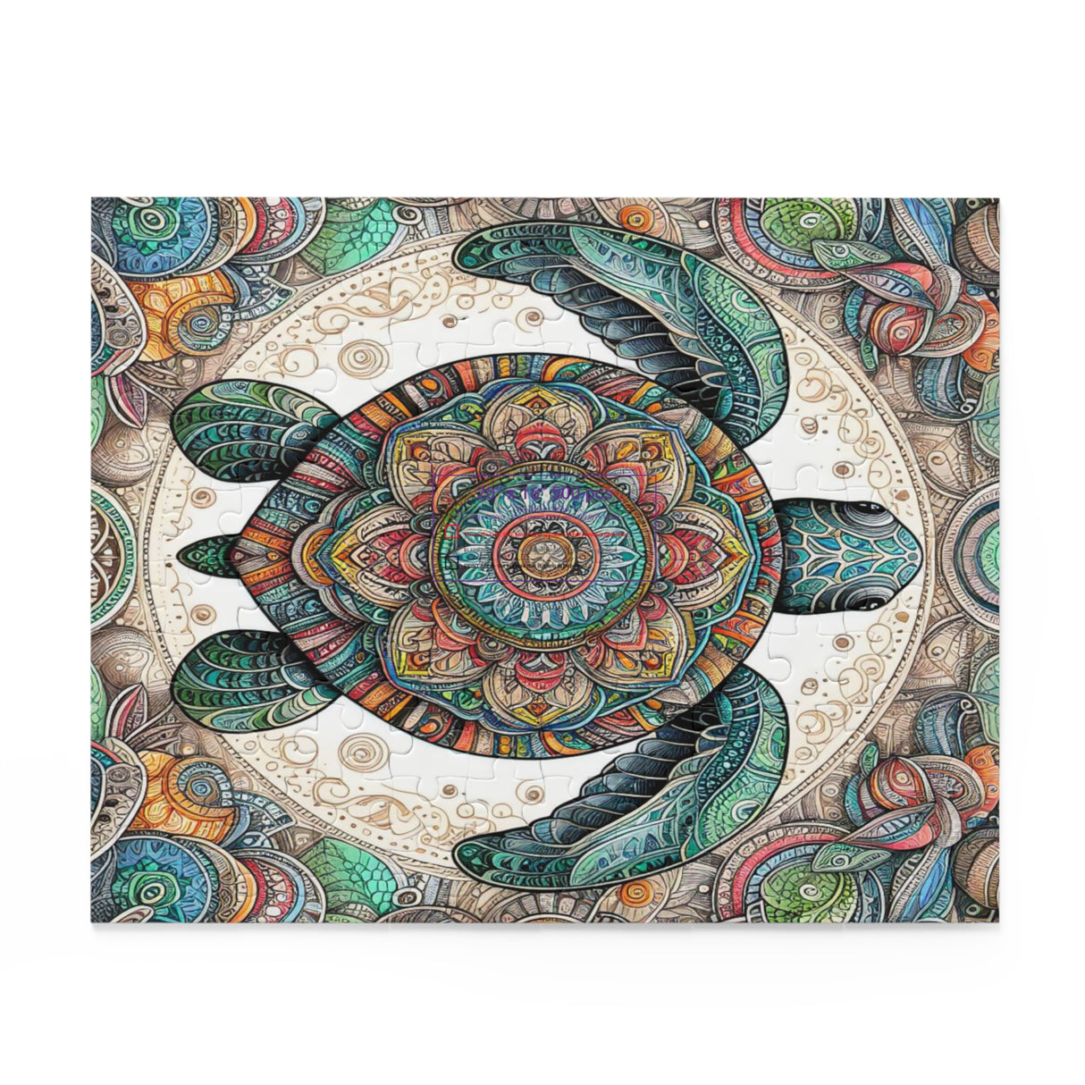 Colorful Mandala Sea Turtle Jigsaw Puzzle (120, 252, or 500-Piece)