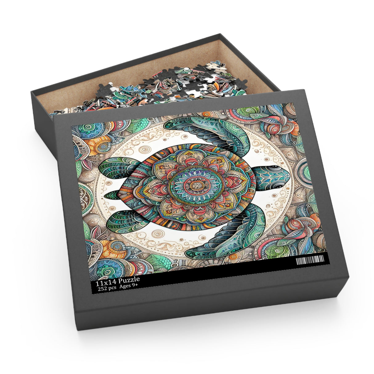 Colorful Mandala Sea Turtle Jigsaw Puzzle (120, 252, or 500-Piece)