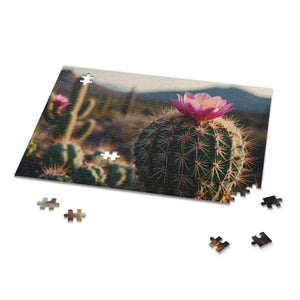 Flowering Cactus Nature Scene Puzzle (120, 252, or 500 Pieces)