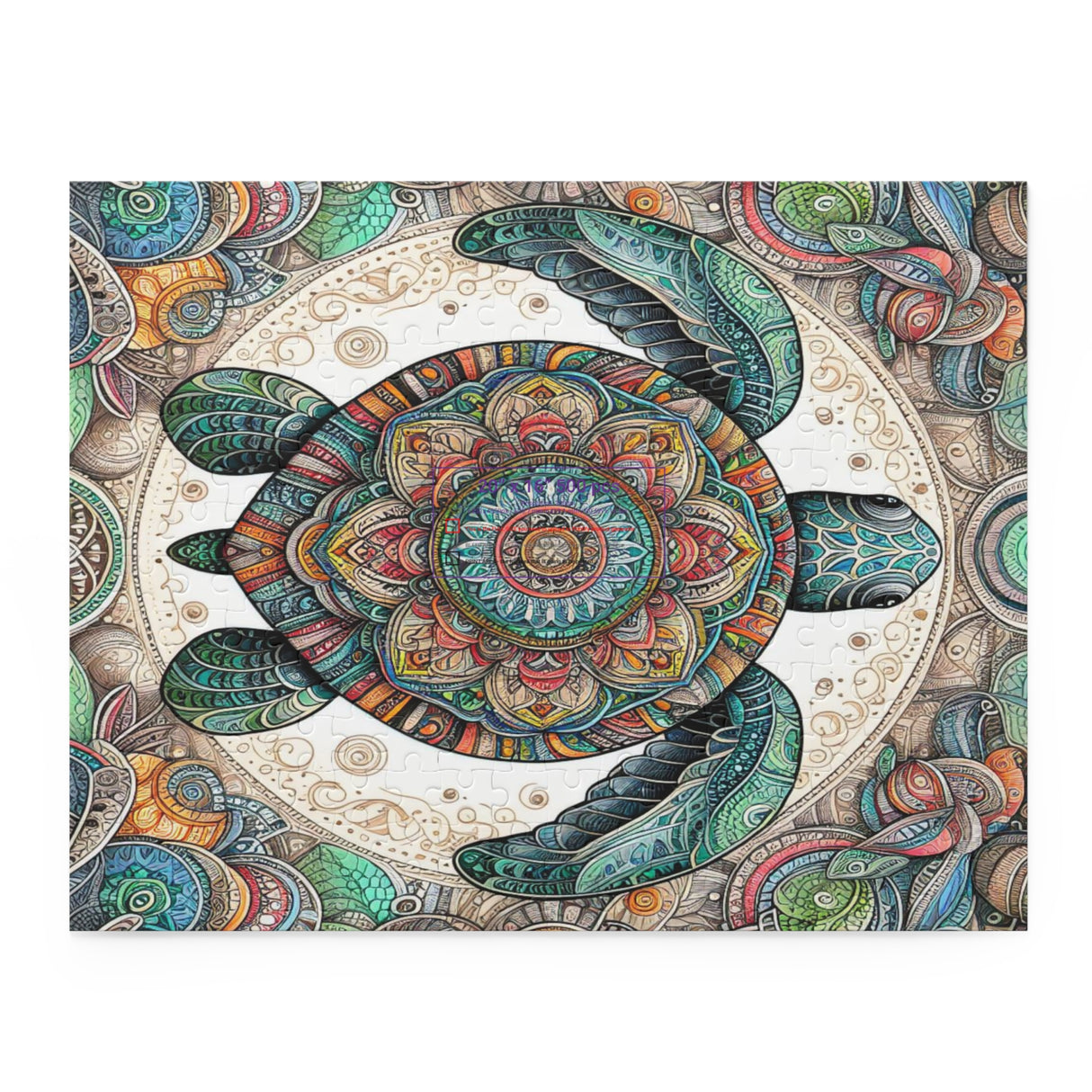 Colorful Mandala Sea Turtle Jigsaw Puzzle (120, 252, or 500-Piece)