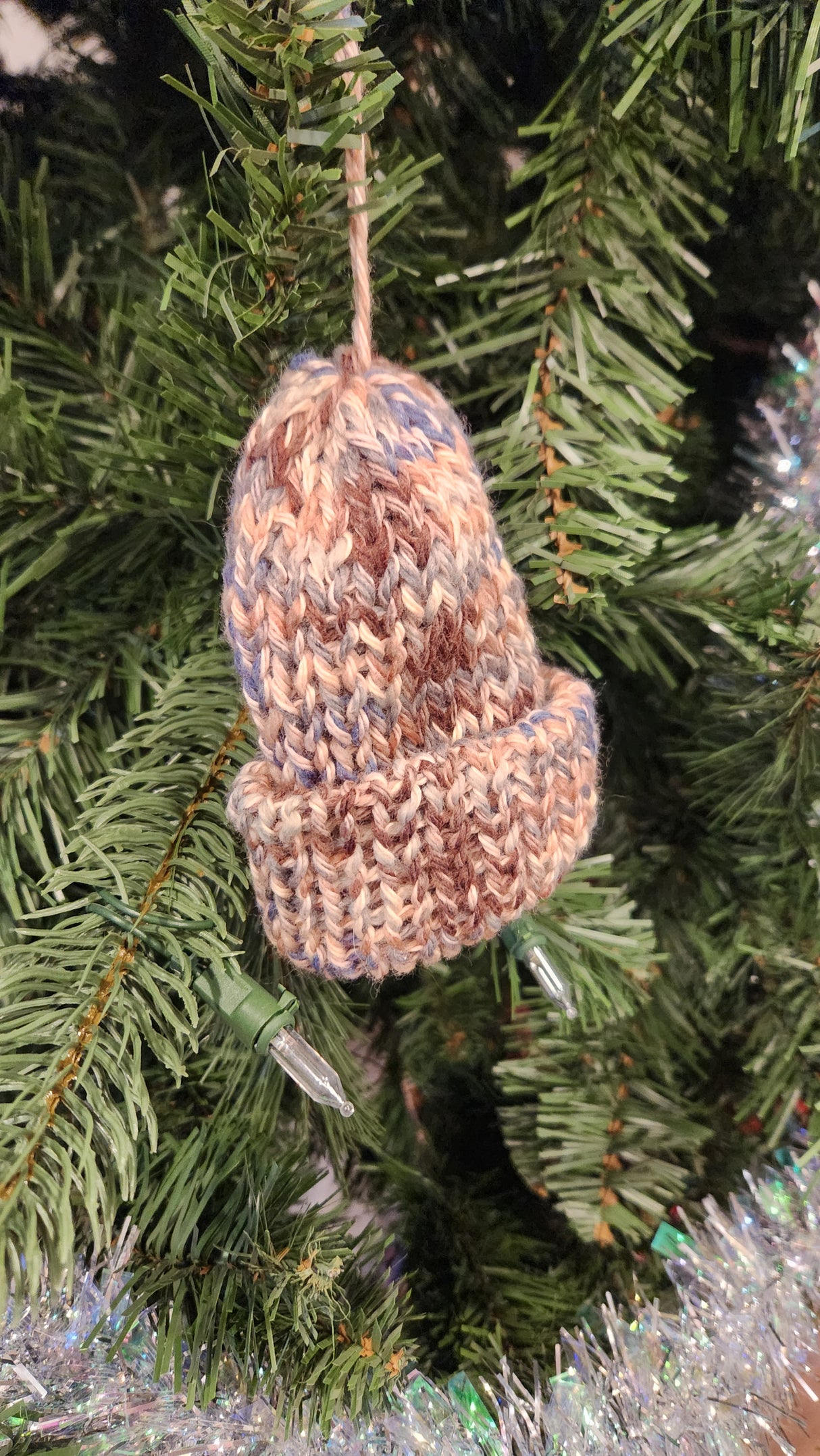 Mini Knitted Winter Beanies for Christmas Tree Ornaments - Set of 7