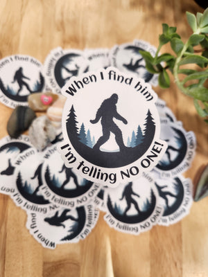 Bigfoot When I Find Him Waterproof Vinyl Sticker - 3" x 2 3/4"