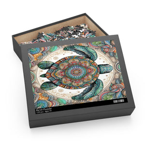 Colorful Mandala Sea Turtle Jigsaw Puzzle (120, 252, or 500-Piece)