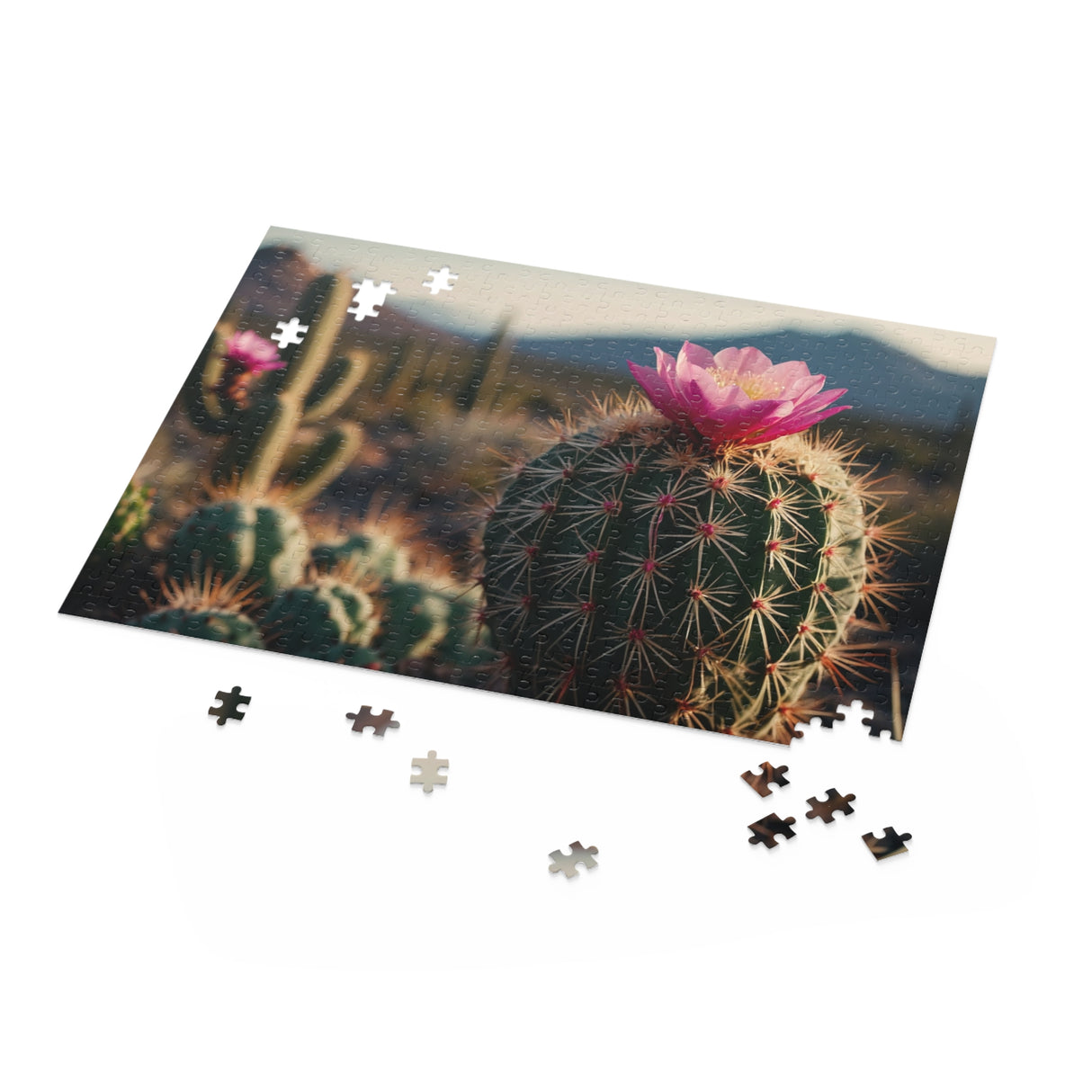 Flowering Cactus Nature Scene Puzzle (120, 252, or 500 Pieces)