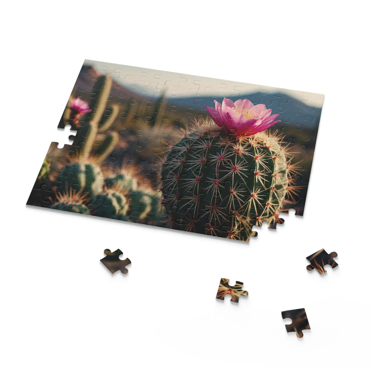 Flowering Cactus Nature Scene Puzzle (120, 252, or 500 Pieces)