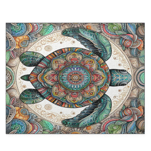 Colorful Mandala Sea Turtle Jigsaw Puzzle (120, 252, or 500-Piece)