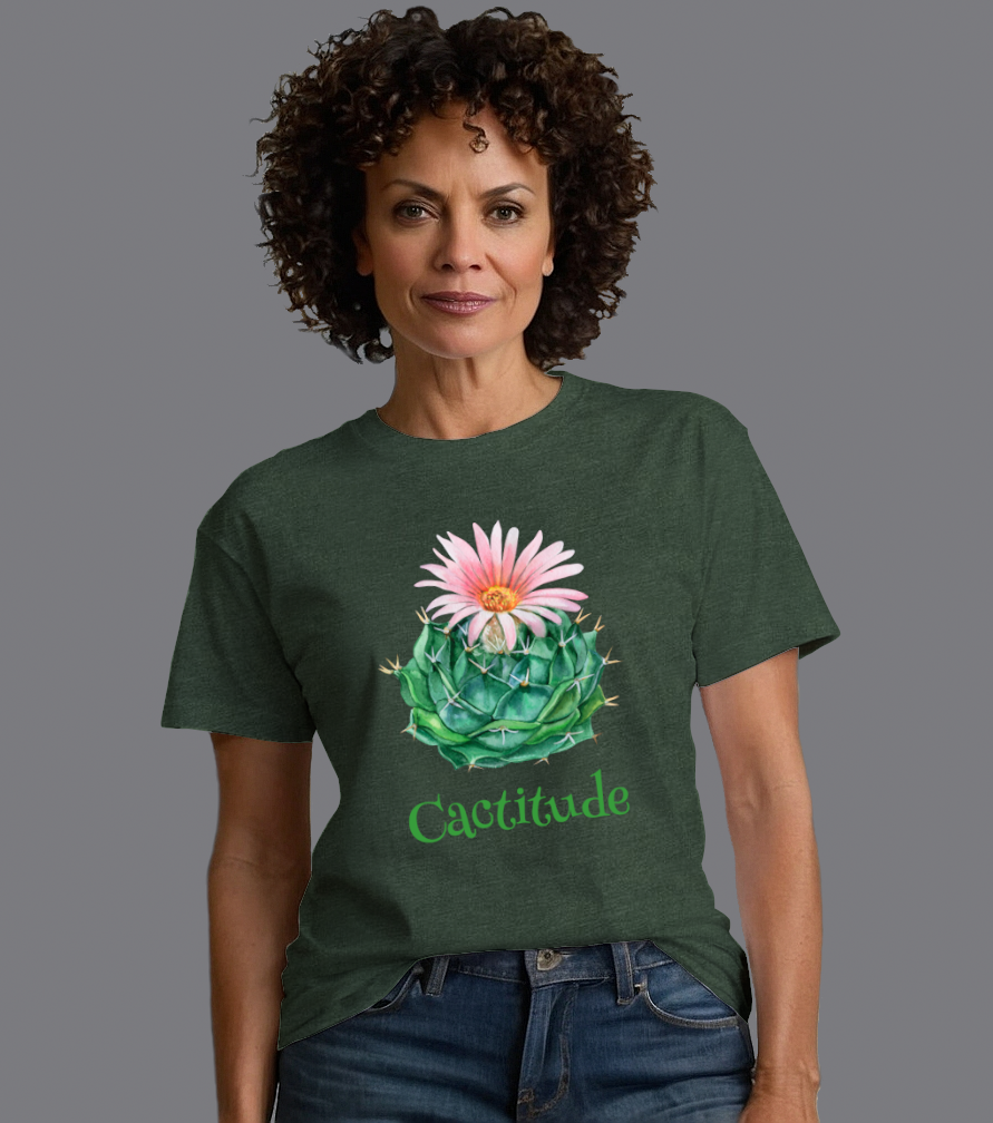 Twisted Trail Life Cactitude Cactus Lover Sassy Funny Tee Shirt Adult Unisex Soft T Shirt Heather Forest Green M