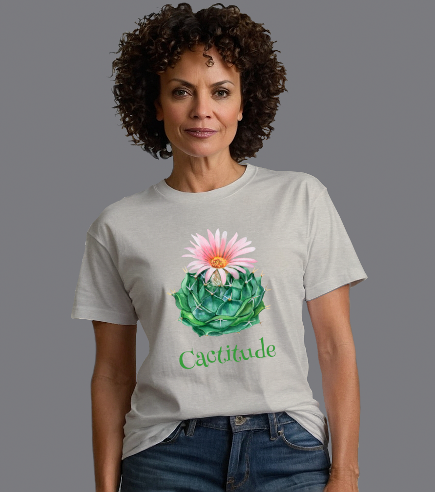 Cactitude Cactus Lover Sassy Funny Tee Shirt - Adult Unisex Soft T-Shirt