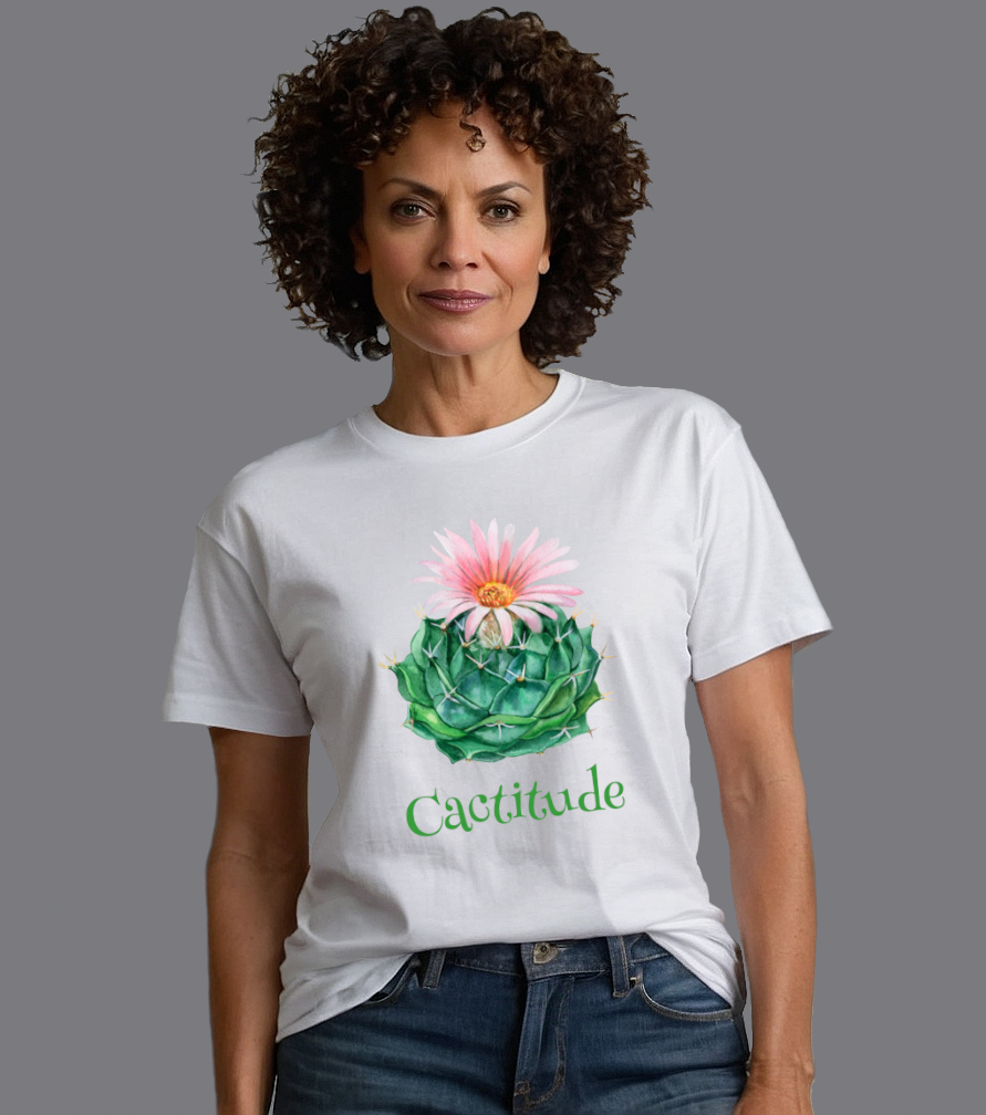 Cactitude Cactus Lover Sassy Funny Tee Shirt - Adult Unisex Soft T-Shirt