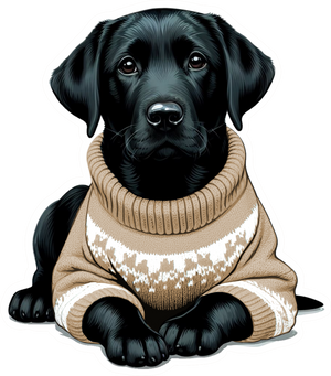 Black Lab Puppy Dog Wearing a Cozy Colorful Sweater Die Cut Individual Sticker