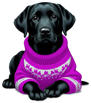 Black Lab Puppy Dog Wearing a Cozy Colorful Sweater Die Cut Individual Sticker