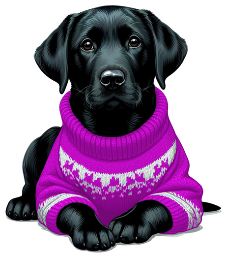 Black Lab Puppy Dog Wearing a Cozy Colorful Sweater Die Cut Individual Sticker