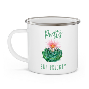 Pretty But Prickly Cactus Lover's Enamel Camping Mug 12 oz or 18 oz