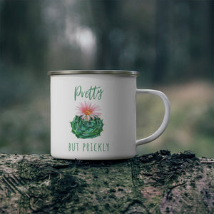 Pretty But Prickly Cactus Lover's Enamel Camping Mug 12 oz or 18 oz