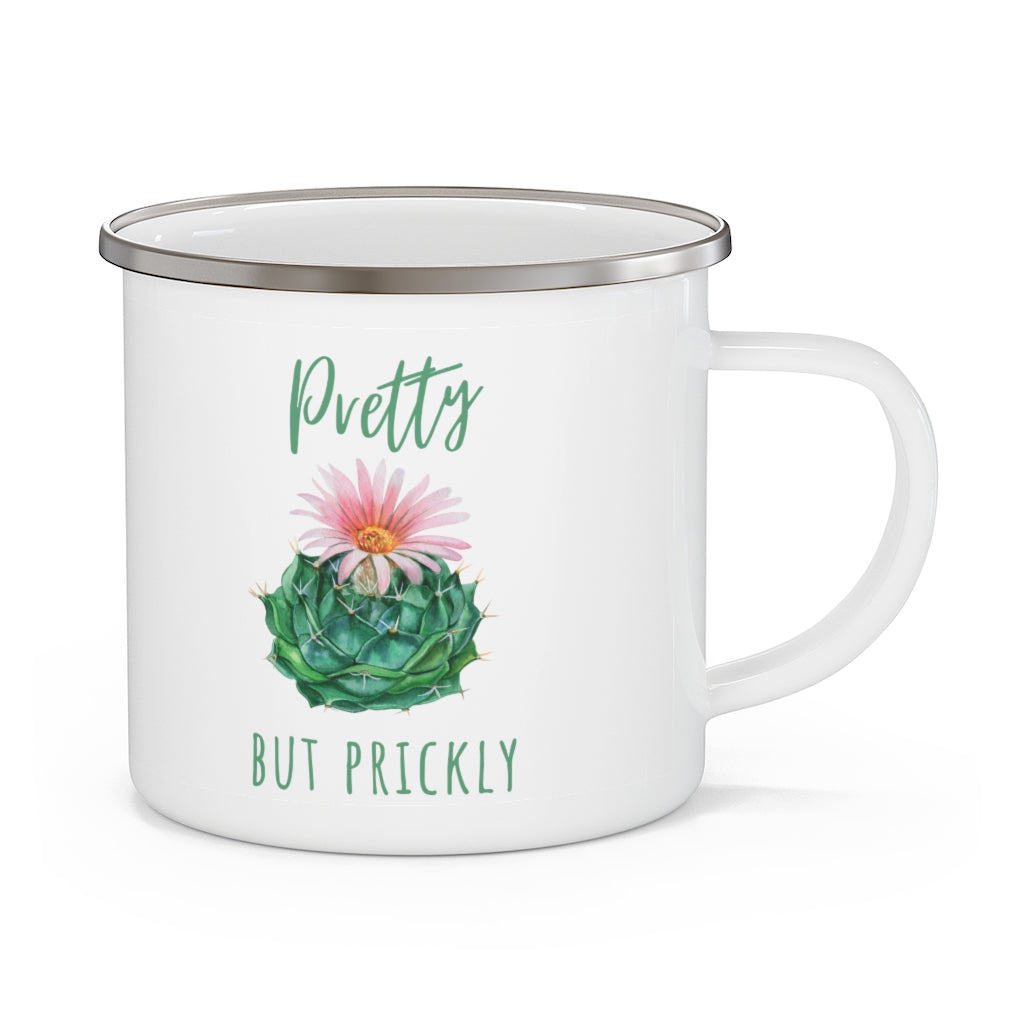 Pretty But Prickly Cactus Lover's Enamel Camping Mug 12 oz or 18 oz